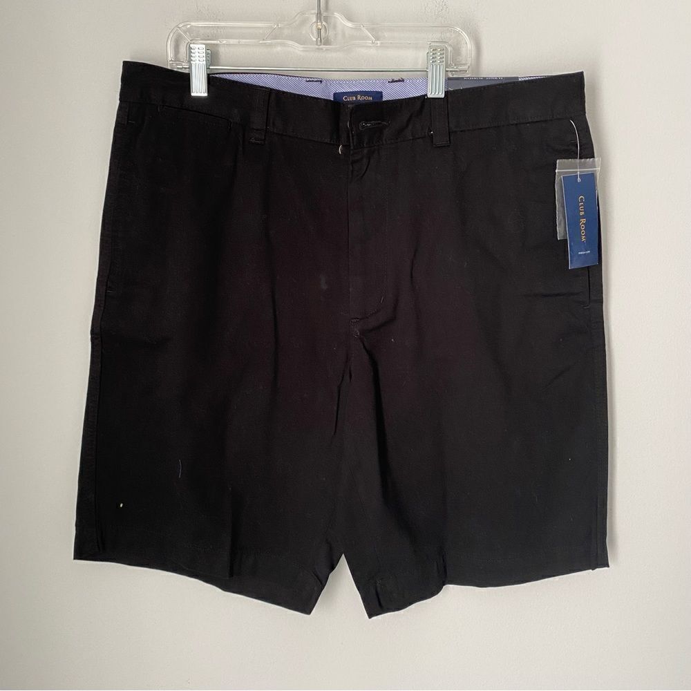 Club Room Men’s Flat Front 9.5” Inseam Black Chino Shorts size 34W